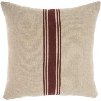 20"x20" Oversize Life Styles Woven Cotton Linen Striped Indoor Square Throw Pillow Maroon - Mina Victory