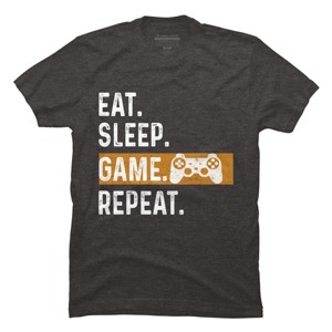Men's Design By Humans Eat Sleep Game Repeat By MeowShop T-Shirt - 1 of 2