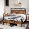 Whizmax Bed Frame with Rustic Wood Headboard, Metal Platform Bed Frame Heavy Duty, Sturdy Steel Slat Support - 3 of 4