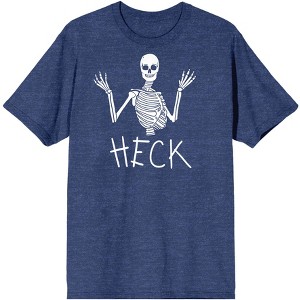 Halloween Half Skeleton Heck Men's Navy Blue Heather Graphic Tee - 1 of 3