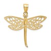 Black Bow Jewelry 14k Yellow Gold Extra Large Diamond Cut Filigree Dragonfly Pendant - 3 of 4