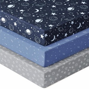 LISM 3 Pack Neutral Crib Sheet Set for Standard Crib and Toddler Mattress - 1 of 4