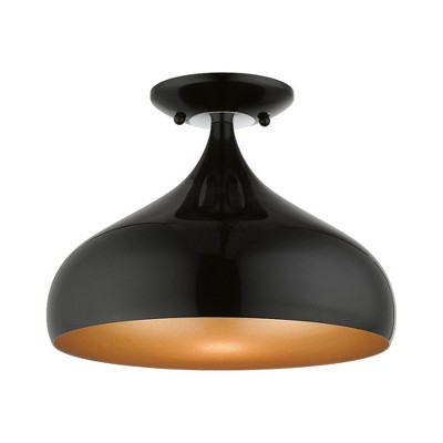 Livex Lighting Amador 1 - Light Semi-Flush Mount in  Shiny Black