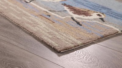 Nautical Bliss Navy 24"x60" Hand-Tufted Indoor/Outdoor Anchor Rug