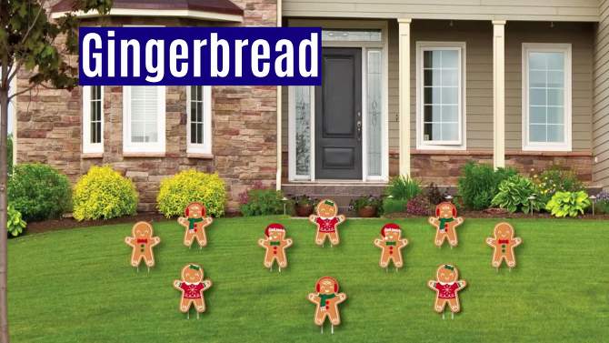 Big Dot of Happiness Gingerbread Christmas - Lawn Decorations - Outdoor Gingerbread Man Holiday Party Yard Decorations - 10 Piece, 2 of 10, play video