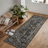 Area Rug Indoor Vintage Living Room Carpet Washable Distressed Rug Black Floral Bedroom Retro Accent Throw Rug Office Dining Room, Black - 4 of 4