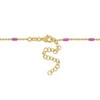 EVERLY JEWELRY | Yellow Plated Sterling Silver 1.5mm Ball Link Pink Enamel Chain Necklace and Bracelet Set -17 in + 7.5 in - 2 of 4