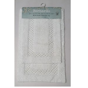 RT Designers Collection Bernardo 2 Pieces Premium Cotton Anti Skid Bath Rug Set White - 1 of 3