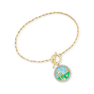 Ross-Simons 0.20 ct. t.w. White Topaz Beach Charm Toggle Bracelet With Multicolored Enamel and Single Swiss Blue Topaz in 18kt Gold Over Sterling. 7 - 1 of 3