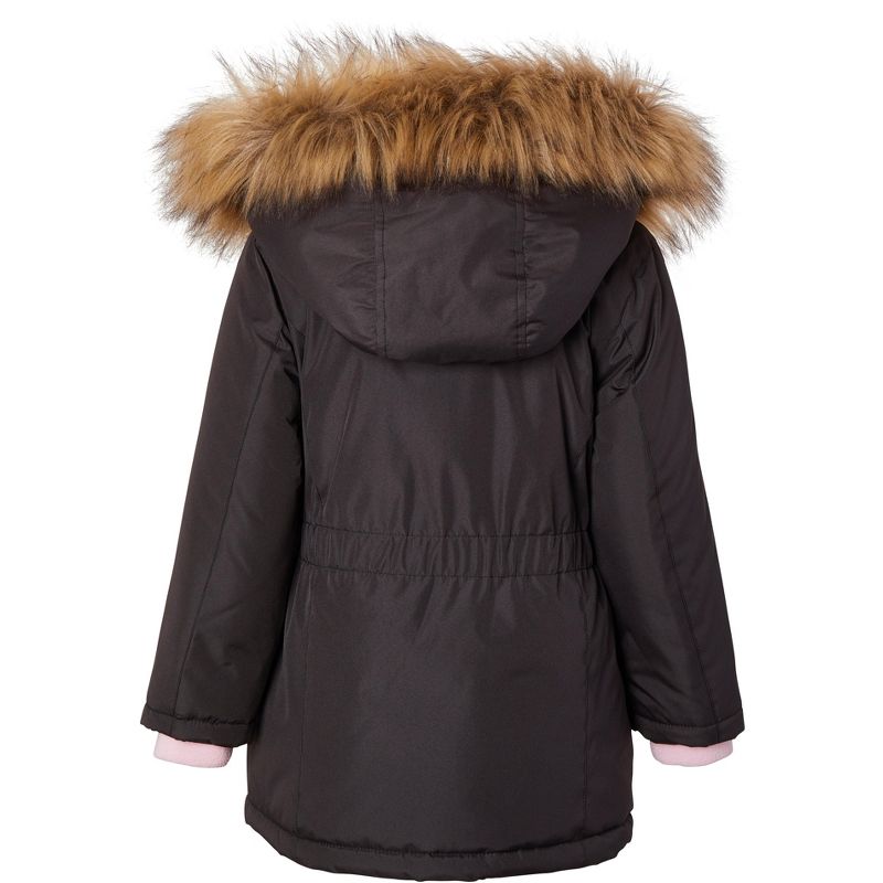 Sportoli Girls Fleece Lined Heavy Winter Anorak Jacket Coat Faux Fur Trim Zip-Off Hood, 5 of 7