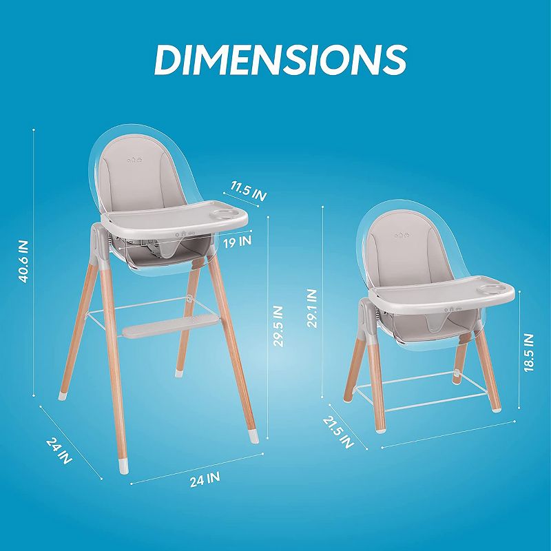 Children of Design Adjustable & Reclining 6-in-1 Deluxe Wooden High Chair for Babies & Toddlers, 3 of 10