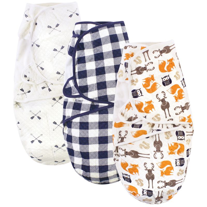 Hudson Baby Infant Boy Quilted Cotton Swaddle Wrap 3pk, Boy Forest, 0-3 Months, 1 of 7