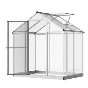 4' L x 6' W Walk-In Polycarbonate Greenhouse with Roof Vent,Greenhouse for Winter - 1 of 4