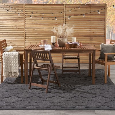 Charcoal Black Moroccan Trellis 7' x 10' Flatweave Area Rug