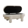 AndMakers Off-White Cotton Oval Ottoman with Storage - 3 of 4