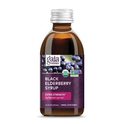 Gaia Herbs Black Elderberry Syrup - Immune Support Supplement - USDA Certified Organic Formula - 5.4 Fl Oz