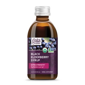 Gaia Herbs Black Elderberry Syrup - Immune Support Supplement - USDA Certified Organic Formula - 5.4 Fl Oz - 1 of 4