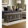 HomeRoots 54" Brown Carved Floral Solid Wood Storage Ottoman - 2 of 4