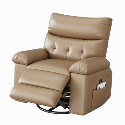homfan Electric Recliner Chair - PU Leather 360° Swivel Recliner with Heat and Massage, Comfortable Lazy Chair for Living Room, Bedroom, Nursery