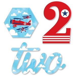 Big Dot of Happiness 2nd Birthday Taking Flight - Airplane - DIY Shaped Vintage Plane Second Birthday Party Cut-Outs - 24 Count - 1 of 4
