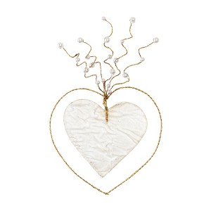 Transpac Wire/Resin Clear Heart w/Gold Pearls Home Decorations Valentines - 1 of 1