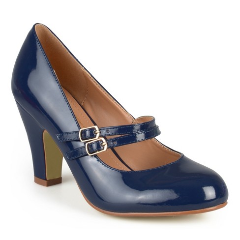 Ladies navy 2024 block heel shoes