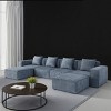 6-Seater Gray Modular Sectional Sofa with Corduroy Velvet,Convertible Bed and Footrests for Living Room-Baofuwish - 2 of 4
