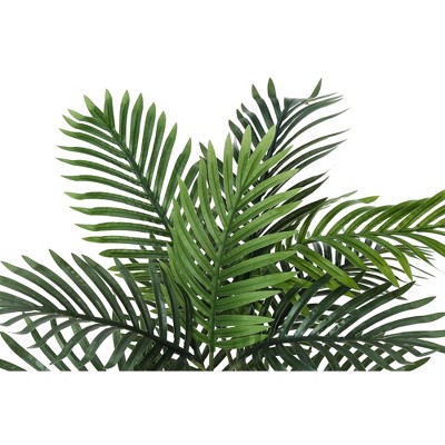 24" Green Palm Artificial Plant in Beige Woven Basket