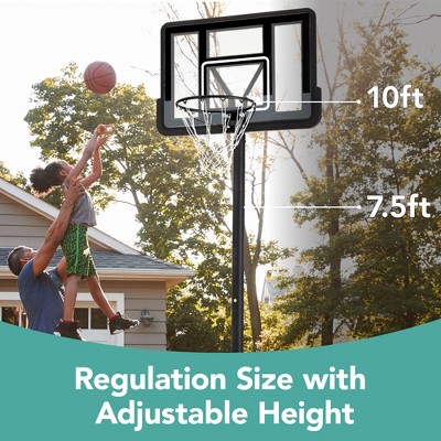 Adjustable 44" Black Polycarbonate Portable Basketball Hoop System