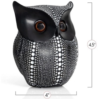 Black and White Polka Dot Owl Figurine - 4.5 inches