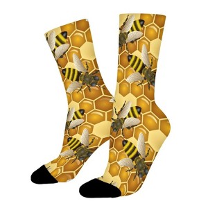 Bee And Honeycomb Women Printed Crew Socks Funny Funky Socks Soft Polyester Novelty Gifts for Artists Men - 1 of 1
