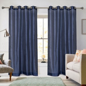 Ruthy's Textile Faux Silk Grommet Top Luxury Curtains Panel Pair 54" x 84" Each - 1 of 4