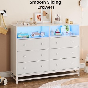 6 Drawer Wood Dressers Cabinet for Bedroom, Modern Wooden Dresser with Power Outlet, Chest of Drawers Storage Cabinet for Living Room - 1 of 4