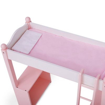 Sophia's Pink and White Wooden Doll Loft Bed with Desk and Chair