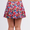 Calypsa Women's Plus Size High Waisted Chlorine Resistant Flowy Swim Skirt With Attached Shorts - 2 of 4