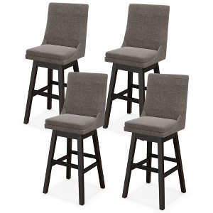 Tangkula Set of 4 30.5" Upholstered Linen Swivel Barstools Dining Chairs w/ Rubber Wood Legs - 1 of 3