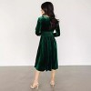 Clearlove Women's Elegant Velvet Midi Dress Deep V Neck Long Sleeve Flared Dress - 4 of 4