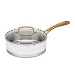 Cuisinart Classic 3.5qt Stainless Steel Saute Pan with Cover and Brushed Gold Handles Matte White