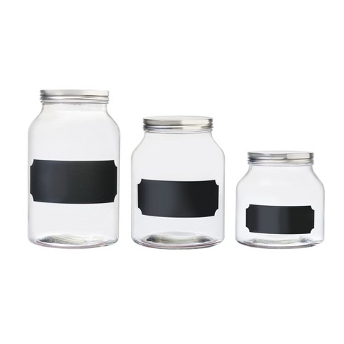 American Atelier Glass Set Of 3 Jars, Lemon Design Airtight Metal Lid Food Storage  Containers, 30, 44, And 59-ounce Capacity, Dishwasher Safe : Target