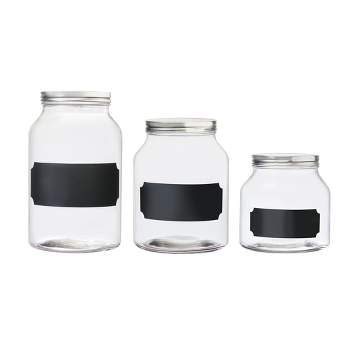 Amici Home Venice Chalkboard Collection Glass Canister, Twist Top Lid, Food Safe, Assorted Set of 3,76, 96, and 132 Ounce