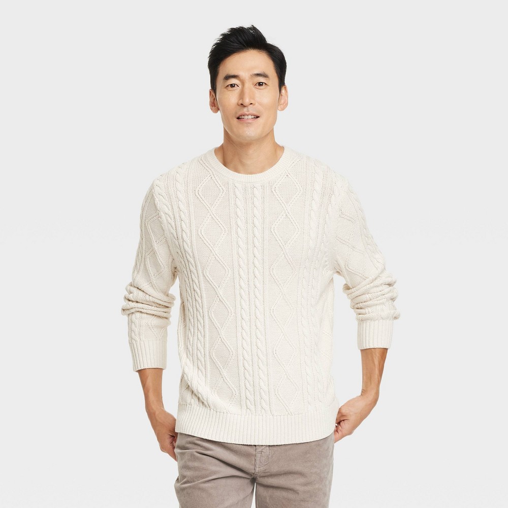 Men Cable Crewneck Pullover Sweater