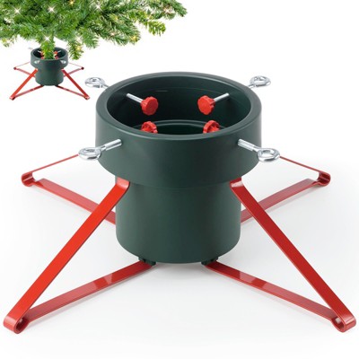 Wikineon Christmas Tree Stand for Real Trees: Xmas Base Holder With Adjustable Legs for Seasonal Displays, Home Decor Up to 7ft Tall, Green Red L