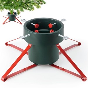 Wikineon Christmas Tree Stand for Real Trees: Xmas Base Holder With Adjustable Legs for Seasonal Displays, Home Decor Up to 7ft Tall, Green Red L - 1 of 4