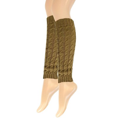Wrapables Women's Cable Knit Leg Warmers, Chocolate - image 2