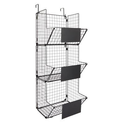 Farmlyn Creek 3 Tier Metal Wall Mounted Fruit Basket, Hanging Storage Bins for Home Decor, 11.7 x 32 x 12 in