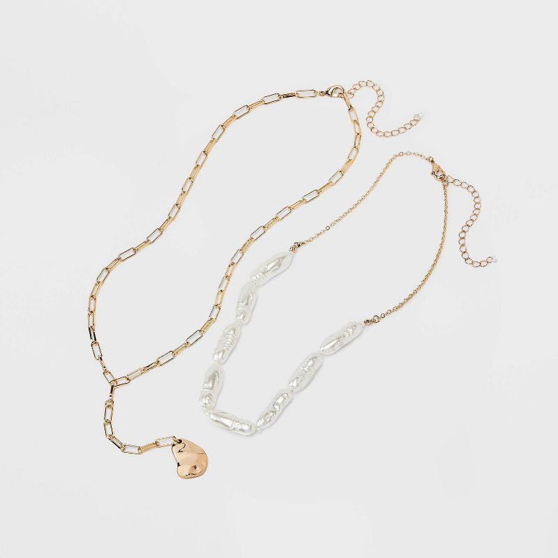 Multi-Strand Acrylic Pearl Y-Line Necklace - A New Day&#8482; White, 4 of 6