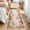 Floral Area Rug Washable, Non-Slip Low Pile Carpet, Foldable Non-Shedding Rug for Living Room, Bedroom, Nursery, Office - 3 of 4