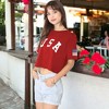 Anna-Kaci Women's Letter Print Crop Top Short Sleeve July 4th USA Flag T-Shirt - 4 of 4