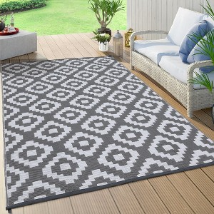 Outdoor Rug Waterproof Plastic Straw Rug Reversible Rug for Patios Decks Porch Camper Balcony Backyard - 1 of 4