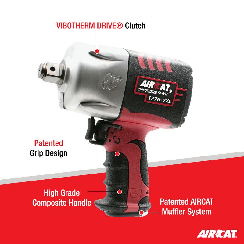 AIRCAT 1778-VXL 3/4-Inch Vibrotherm Drive Composite Impact Wrench 1700 ft-lbs, 2 of 9